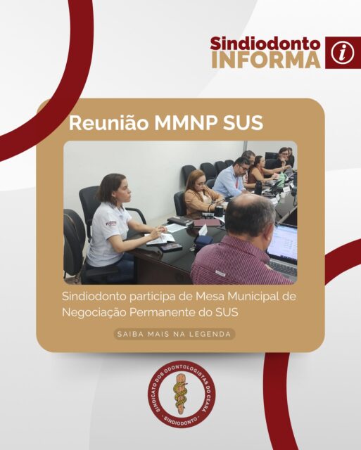 📢 SINDIODONTO INFORMA

O Sindiodonto participou na manhã do dia 05/11 da Mesa de Negociação Permanente do SUS, realizada na SMS, com a presença dos sindicatos de nível superior e nível médio e os técnicos do Município.

Dentre as pautas, foram debatidos temas importantes para os servidores da saúde bucal:

✅ Data da Reunião do Grupo de Trabalho sobre divisão do componente qualidade: 19/11, às 9h
✅ Reunião extraordinária para tratar de atividades auxiliares: 27/11, às 10h30hs
✅ Cronograma de vencimento de folgas: foi sugerido o desenvolvendo de um sistema de contabilização automática.
✅ Declarações de comparecimento: gestão informou que o estatuto não prevê, mas que situações de nível superior serão tratadas caso a caso.
✅ Escalas profissionais: revisão em andamento nas unidades de saúde para cobrir o horário de 7h às 19h
✅ GT do Piso da Saúde Bucal: reunião marcada para 26/11

✊ O Sindiodonto segue atuante na defesa dos cirurgiões-dentistas servidores de Fortaleza, reafirmando o compromisso com a valorização, diálogo e fortalecimento do serviço público.

#SindiodontoCE #LutaPorValorização #ServidoresMunicipais #CampanhaSalarial2026