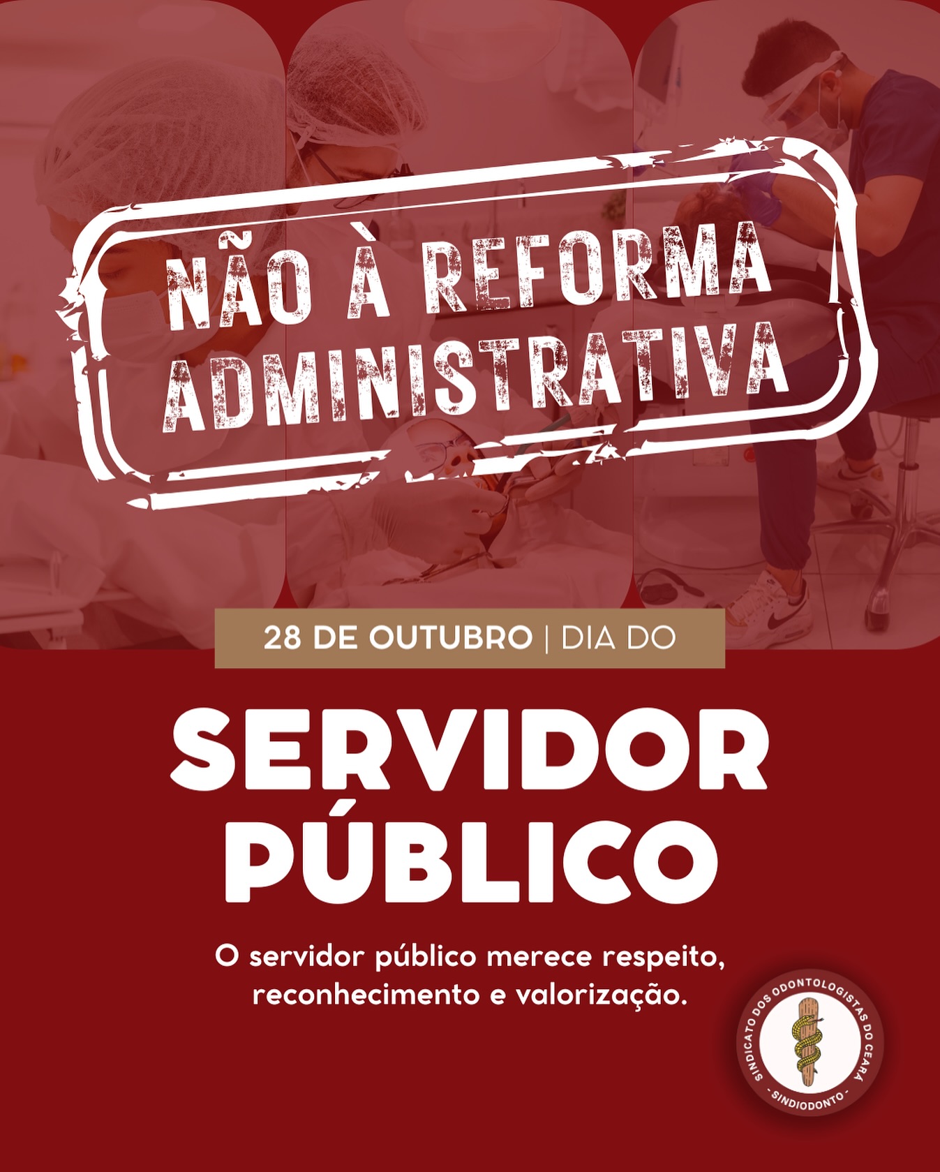 ❗️Hoje é dia de reafirmar o compromisso com quem faz o serviço público acontecer todos os dias, muitas vezes enfrentando a desvalorização, a sobrecarga e o descaso.

O Sindiodonto Ceará se une a todos os servidores na defesa do respeito, do reconhecimento e de condições dignas de trabalho.

✊ Dizemos não à Reforma Administrativa e a qualquer medida que fragilize os direitos dos trabalhadores e o serviço público que atende à população.

Servir é um ato de compromisso social e merece ser valorizado! 

#DiaDoServidorPúblico #SindiodontoCE #ValorizaçãoDoServidor #ServiçoPúblico #NãoÀReformaAdministrativa #ServidorÉResistência