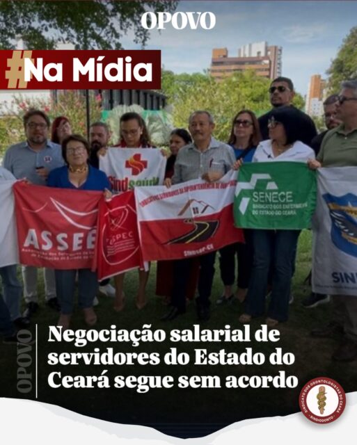 A luta dos servidores do Estado do Ceará segue ganhando visibilidade na imprensa!

O jornal O Povo publicou nova matéria trazendo atualizações importantes sobre os avanços e os impasses nas negociações da campanha salarial do funcionalismo público estadual.

Após dois dias intensos de reuniões, que somaram mais de seis horas de negociação entre o Governo do Estado e representantes dos servidores, ainda não houve acordo sobre o reajuste salarial da categoria. Os encontros, realizados nos dias 10 e 11, foram marcados por contrapropostas, debates internos e tentativas de aproximação que, até o momento, não conseguiram reduzir a distância entre as posições do Executivo e das entidades sindicais.

Segundo Nilson Cardoso, diretor do SindUece e representante do Fuaspec, a proposta inicial apresentada pelo governo foi de 4,26% de reajuste a partir de janeiro de 2026, com acréscimo de 0,5 ponto percentual em setembro — percentual considerado insuficiente pelas entidades representativas.

✊ O Sindiodonto-CE segue atento, firme e atuante na defesa dos direitos dos cirurgiões-dentistas e de todo o funcionalismo público.

📲 Acompanhe nossas redes, informe-se e participe.

Juntos, somos mais fortes!

#SindiodontoCE #CampanhaSalarial