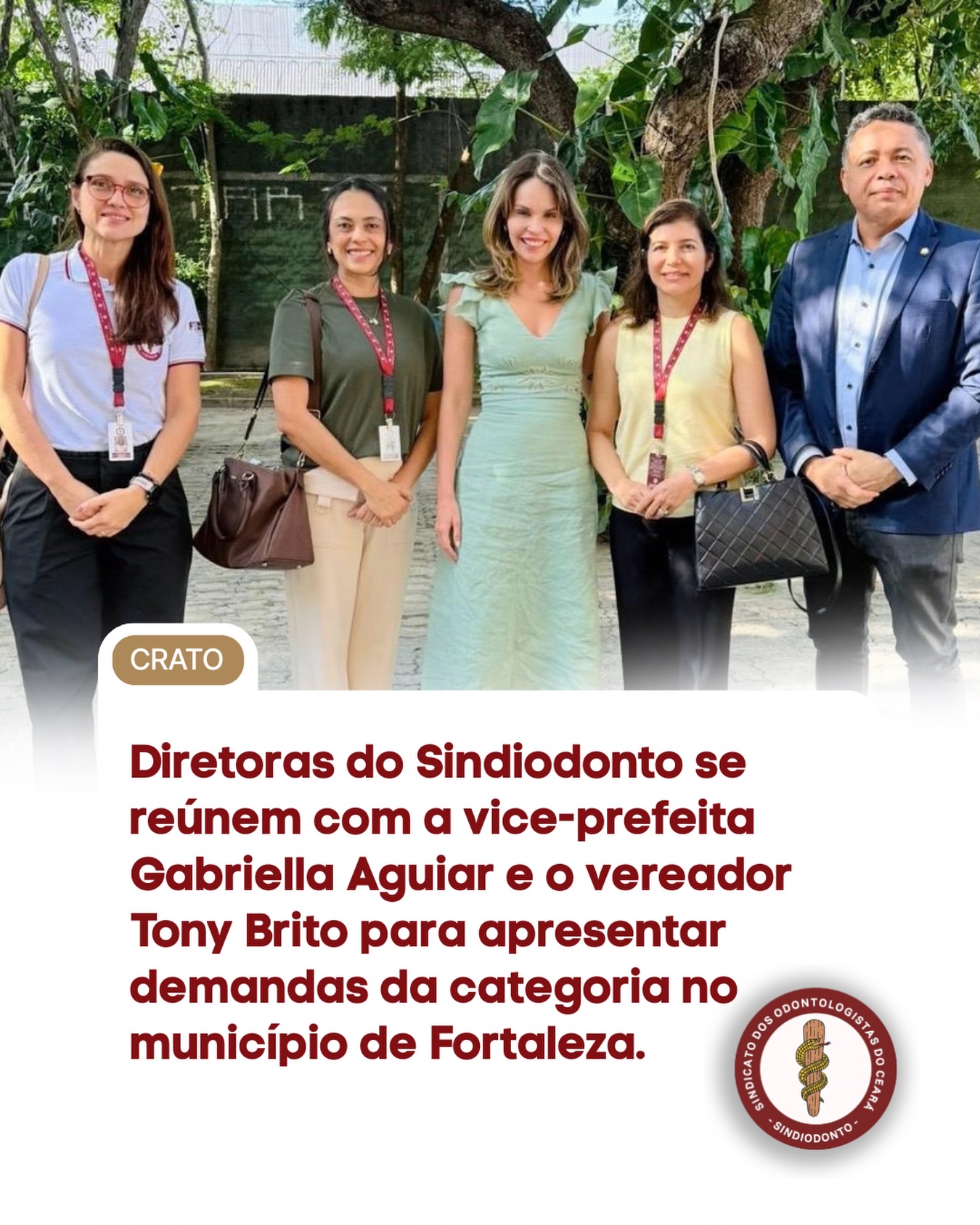 Na tarde do dia 12/03, as diretoras Raquel Praxedes, Heliete Lins e Emmanuela Parente foram recebidas pela vice-prefeita de Fortaleza Gabriella Aguiar e pelo vereador Tony Brito, para levar as pautas dos cirurgiões-dentistas servidores do município, que estão lotados na SMS, IJF e IPM. 

Agradecemos a acolhida e a receptividade às demandas apresentadas em prol do serviço de saúde bucal e da valorização do servidor público municipal.

Sindiodonto segue atuante em defesa dos direitos e prerrogativas dos cirurgiões-dentistas. 

JUNTOS SOMOS MAIS FORTES! 💪