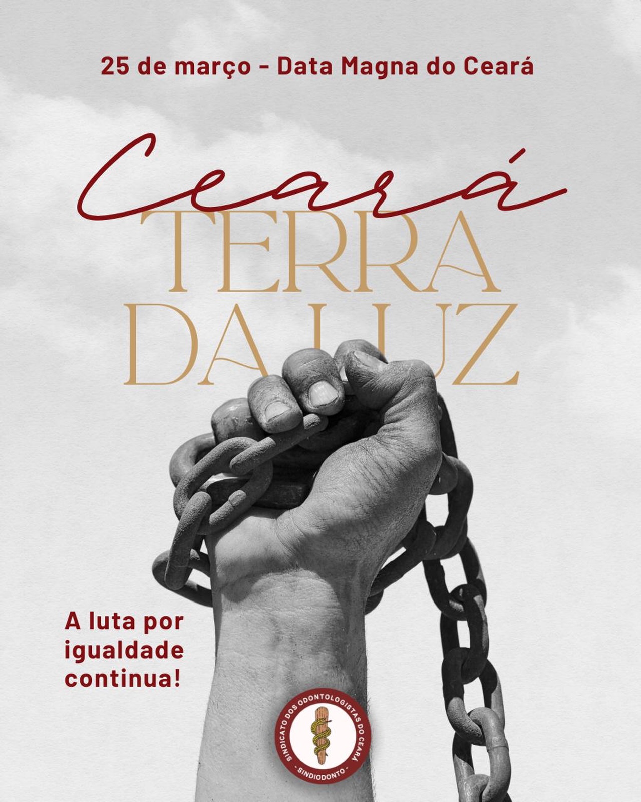 O Ceará entrou para a história como a Terra da Luz por ter sido o primeiro estado brasileiro a abolir a escravidão.

Uma data que simboliza liberdade, mas também respeito, dignidade e direitos.

Falar em liberdade hoje também é falar em direito à saúde, condições dignas de trabalho e valorização profissional.

A Data Magna não é apenas sobre o passado.

É sobre o presente e sobre o tipo de sociedade que queremos construir: mais justa, mais digna e com mais respeito pelos trabalhadores e pela população.

Liberdade também é ter direitos garantidos.

#DataMagna #Ceará #Sindiodonto