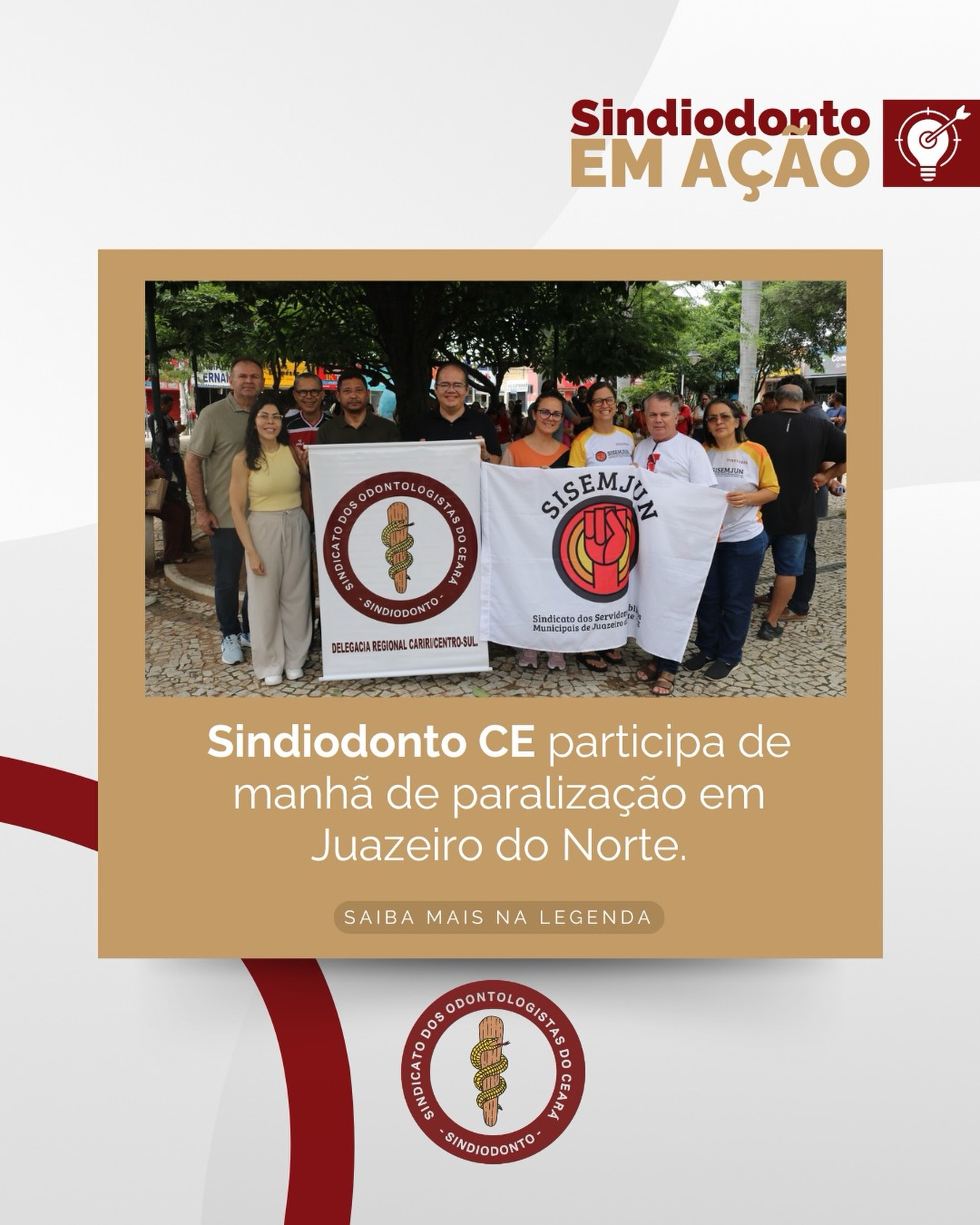 Sindiodonto-CE esteve presente na assembleia e paralisação do município de Juazeiro e do Norte na manhã do dia 9 de abril. Foi aprovada, por ampla maioria um RGA de 4.8% retroativo a janeiro, para os servidores do município. 

O Sindiodonto segue atento e atuante em defesa dos cirurgiões-dentistas de todo o estado!