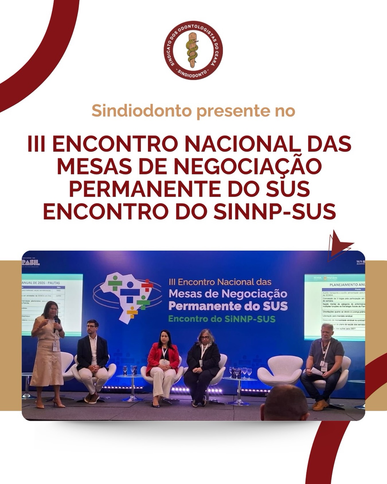 O Sindiodonto Ceará esteve presente no Encontro Nacional das Mesas de Negociação Permanente do SUS, realizado em São Paulo nos dias 20 e 21 de maio, acompanhando debates estratégicos para o fortalecimento da gestão do trabalho, da negociação coletiva e da valorização dos trabalhadores da saúde. 🦷✊

Entre os temas discutidos estiveram experiências exitosas das mesas de negociação pelo país, saúde mental dos trabalhadores e um assunto que mobiliza toda a categoria: a construção da carreira única interfederativa do SUS.

A pauta já integra a agenda do Governo Federal e representa uma importante estratégia para fortalecer o SUS, ampliar direitos e valorizar quem faz a saúde pública acontecer todos os dias.

O Sindiodonto segue acompanhando de perto esses debates e atuando na defesa de melhores condições de trabalho, valorização profissional e fortalecimento da Odontologia no serviço público.

🤝 Juntos seguimos na luta por mais direitos e avanços para a categoria.