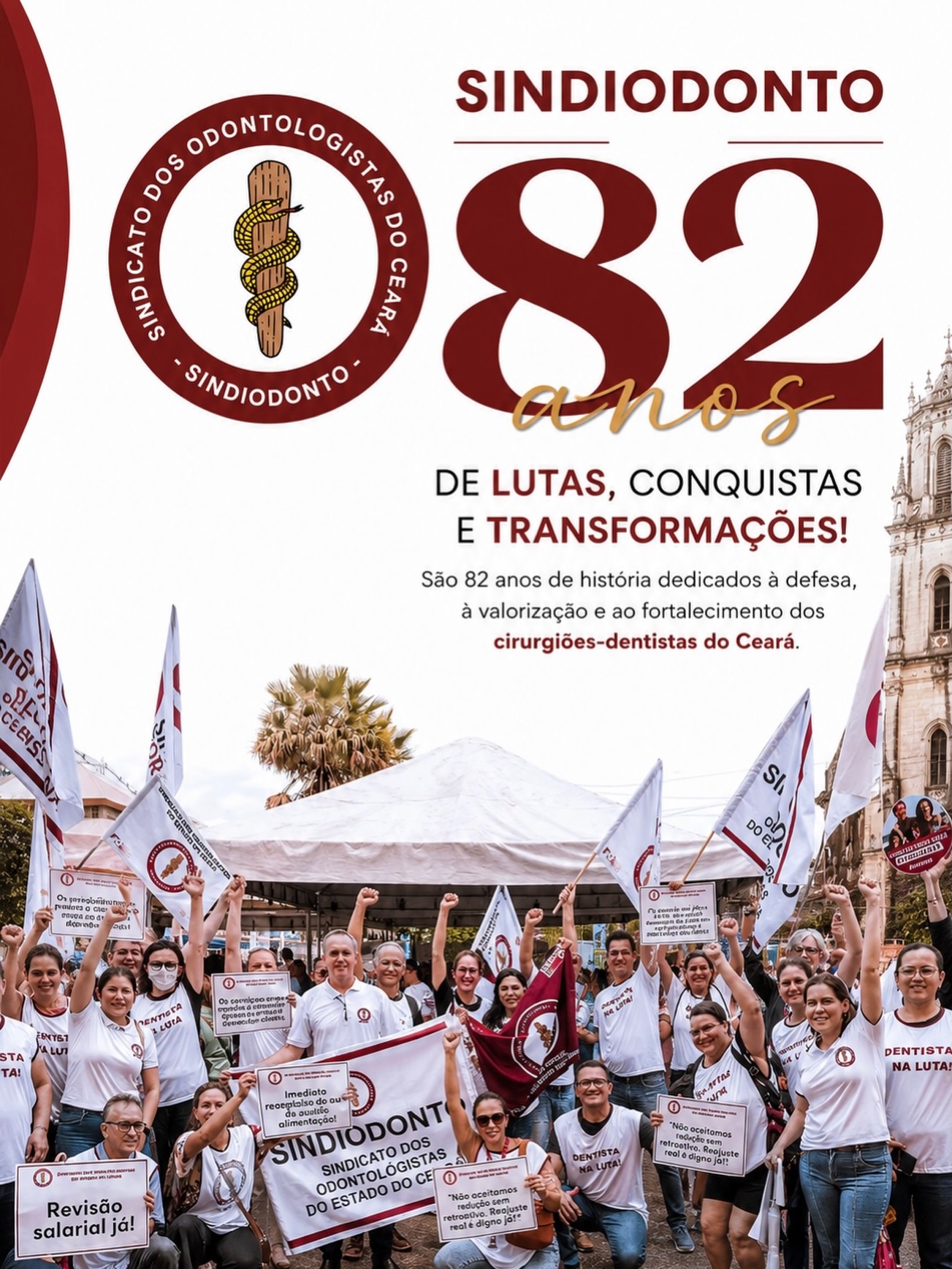 Há 82 anos, o Sindiodonto Ceará escreve uma história de luta, compromisso e defesa da Odontologia cearense.

Ao longo dessa trajetória, foram muitas conquistas alcançadas em favor da valorização profissional, da melhoria das condições de trabalho e da defesa dos direitos dos cirurgiões-dentistas.

Este data celebra não apenas a história da nossa entidade, mas também a dedicação de cada profissional que fortaleceu e continua fortalecendo esse legado.

Seguiremos firmes, unidos e comprometidos com uma Odontologia cada vez mais valorizada.

Parabéns ao Sindiodonto Ceará e a todos nossos filiados que escrevem juntos esses 82 anos de história!

#Sindiodonto #82Anos #Ceara #CirurgiãoDentista #ValorizaçãoProfissional