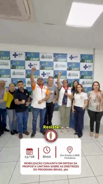 ❗Sindiodonto CONVOCA!

As entidades sindicais seguem unidas em defesa dos trabalhadores e trabalhadoras da saúde municipal de Fortaleza!

Em reunião realizada na Secretaria Municipal da Saúde (SMS), protocolamos a nossa proposta unitária sobre as diretrizes do programa Brasil 360. O município recebeu mais de R$ 97 milhões de recursos e está propondo repassar apenas 3% desse montante aos profissionais que produzem as ações e serviços na ponta. Não aceitaremos esse desrespeito!

Diante dessa falta de resolutividade da gestão, a resposta da categoria será nas ruas:

🗓️ Data: 13 de agosto (13/08)
⏰ Horário: A partir das 8h
📍 Local: Na porta da Secretaria Municipal da Saúde (SMS)

Exigimos uma distribuição justa dos recursos e valorização de verdade!
Venha fazer parte dessa mobilização unificada.