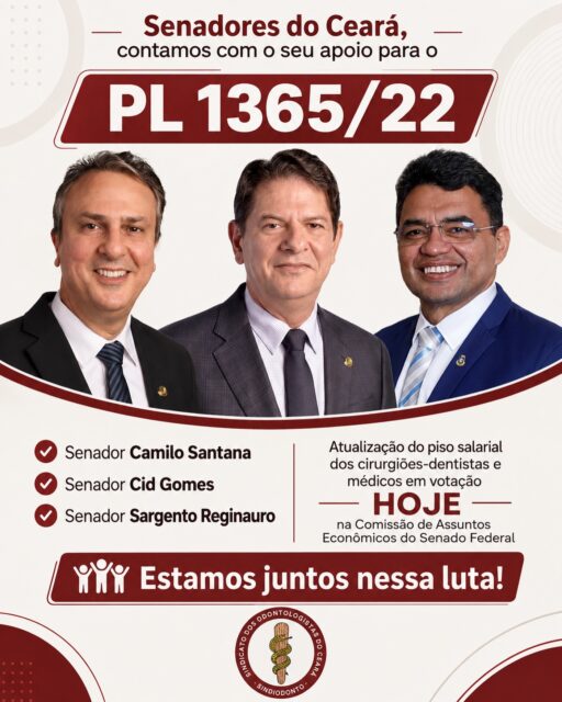 O Sindiodonto faz um apelo aos senadores do estado Ceará para que apoiem a aprovação do do PL n° 1.365/2022, pela atualização do piso salarial dos médicos e cirurgiões-dentistas! A matéria está sendo apreciada nesta manhã pela Comissão de Assuntos Econômicos (CAE) do Senado Federal.

É muito importante a mobilização de todos para que essa pauta continue avançando! Participe dessa luta! 

Só a luta muda a vida!