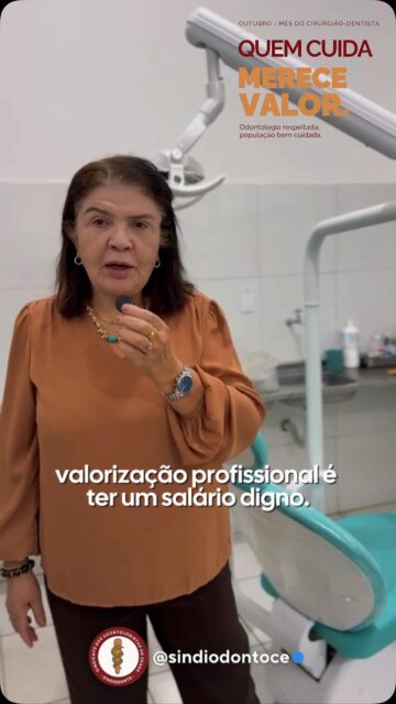 Valorização profissional é ter um salário digno, um piso salarial atualizado, uma aposentadoria digna e boas condições de trabalho. É ter seus direitos respeitados, reconhecimento pelo trabalho realizado e condições adequadas para exercer a profissão com segurança e dignidade.

Também significa poder oferecer um atendimento odontológico de qualidade, com estrutura e recursos adequados, garantindo que toda a população tenha acesso a uma saúde bucal digna.

O Sindiodonto-CE segue na luta pelo reconhecimento e pela valorização dos cirurgiões-dentistas, defendendo melhores condições de trabalho, remuneração justa e respeito aos profissionais que dedicam suas vidas ao cuidado com a saúde da população.

Quem cuida merece valor!

Comente:

“Para você, o que é valorização profissional?”